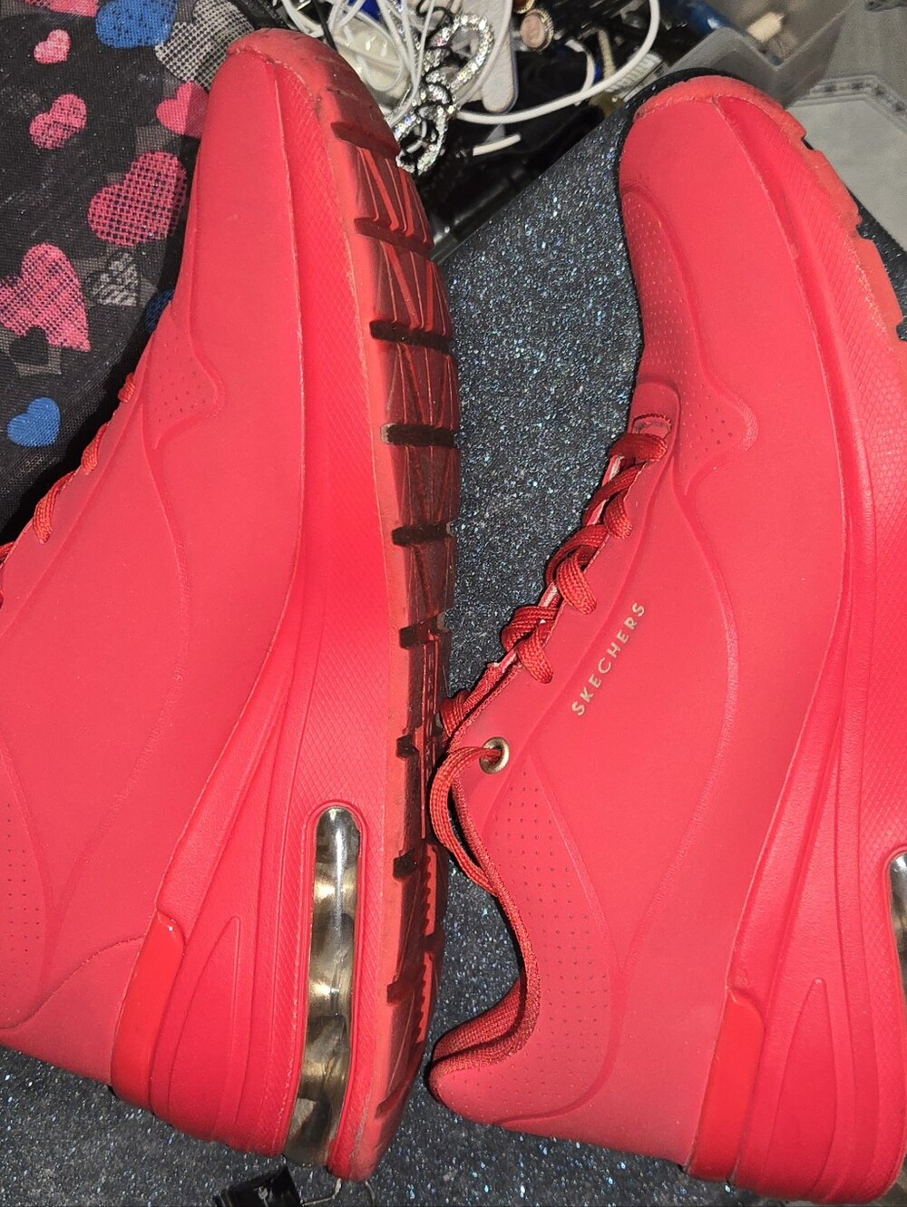 Skechers UNO Wedge Sneaker 8.5 Red With Box - Picture 6 of 7